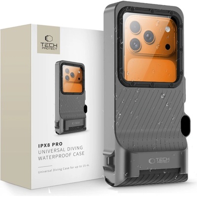 Tech-Protect ipx8 pro universal diving waterproof case grey/black (5906302353149)
