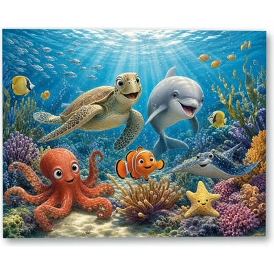 Plakát – Veselí podmořští kamarádi 100 × 80 cm Bez rámu Bez rámu Ne – Hledejceny.cz