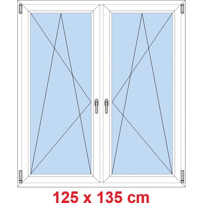 Soft Dvoukřídlé plastové okno 125x135 cm OS+OS se sloupkem Bílá