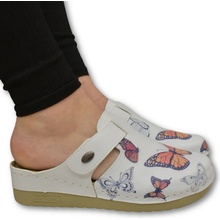 Dámske biele klinové šľapky BUTTERFLY