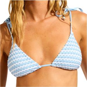 Seafolly Дамско бикини горнище Seafolly Women's Mesh Effect Slide Tri Bikini top - Powder Blue / White - размер 42 (EU) (150-4261-0616)