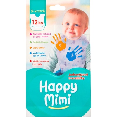 Happy Mimi jednorázové bryndáčky 12 ks 3 vrstvé – Zboží Dáma