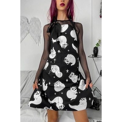 Killstar zástěra Ghost Kitty Black KSRA006839
