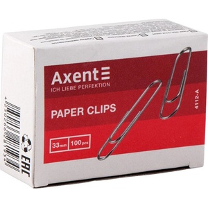  Кламери никелирани 33 mm Axent 100 бр (1903038-4112-A)