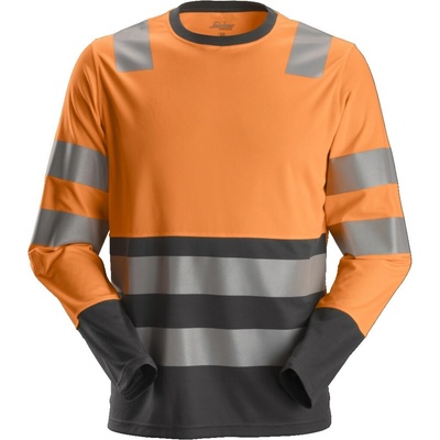 Snickers Workwear tričko AllroundWork reflexné s dlhým rukávom tr. 2 oranžovočierne XXL