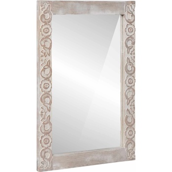 vidaXL Огледало за баня Бял 70 x 50 x 2, 5 см Солидно мангово дърво (4018399)