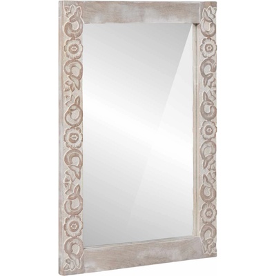 vidaXL Огледало за баня Бял 70 x 50 x 2, 5 см Солидно мангово дърво (4018399)