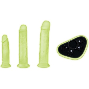 Whipsmart Glow in the Dark 4pc Pegging Kit with 6" & 7.5" & 8, 5" Dildos