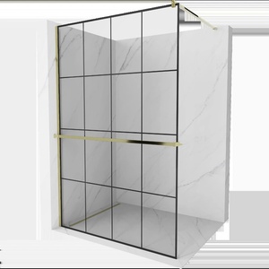 Mexen Kioto+ душ преградна стена с рафт Walk-in 130 x 200 см, черна мрежа, златна - 800-130-121-50-77 (800-130-121-50-77)