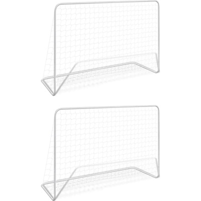 vidaXL Футболни врати, 2 бр, с мрежи, 182x61x122 см, стомана, бели (276047)
