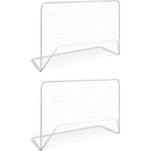 vidaXL Футболни врати, 2 бр, с мрежи, 182x61x122 см, стомана, бели (276047)
