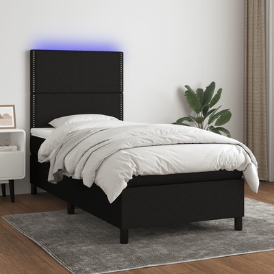 Petrashop 3134759 boxspring postel s matrací a LED černá textil