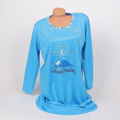 Макси нощница за кърмачки в синьо с мече