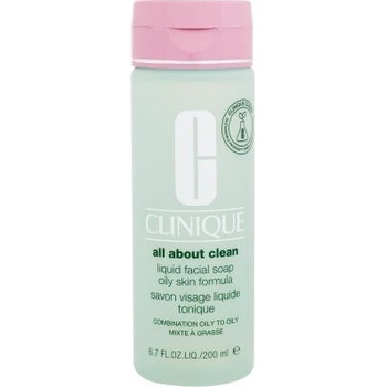 Clinique All About Clean Liquid Facial Soap Oily Skin Formula 200 ml течен сапун за лице за смесена и мазна кожа за жени