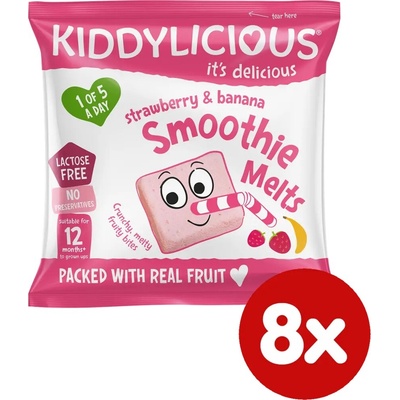 Kiddylicious ovocné polštářky z jahod a banánu 8 x 6 g