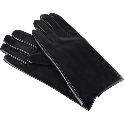 Semiline women leather antebacterial gloves P8211 black