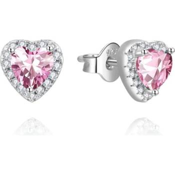 Silenti Jewelry Сребърни обеци "Сърца" - Розов