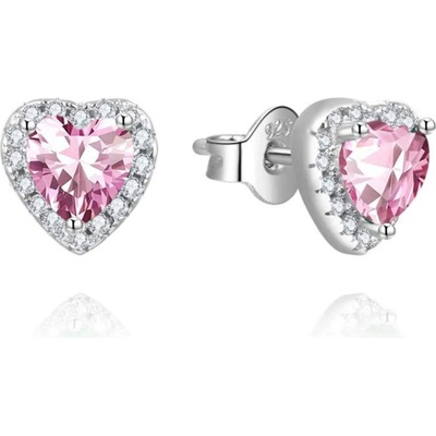 Silenti Jewelry Сребърни обеци "Сърца" - Розов