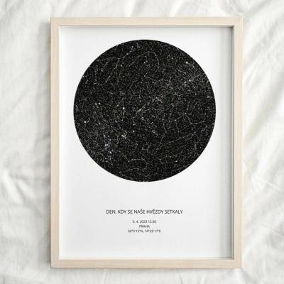 Jen tak z lásky Hviezdna mapa životného okamihu – váš originálny darček s hĺbkou. Rozměr plakátu: 30 × 40 cm (PDF e-mailem), Barva pozadí: Vesmírná