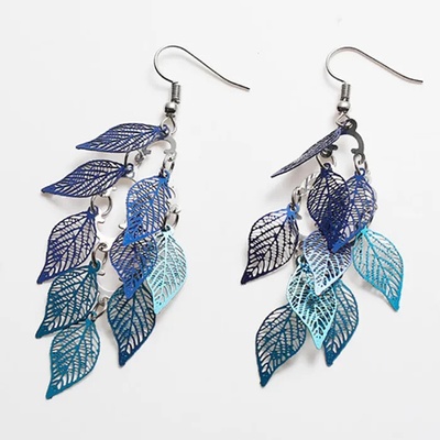 Fashion Jewelry Dámské visací náušnice Lístečky modrá EA736-92