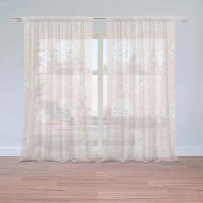 Záclony Mráčky a měsíc: 2 ks - 150x250 cm - Sablio