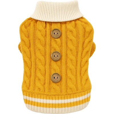 Tiger`s Heart Плетен пуловер за куче Yellow Cable Knit