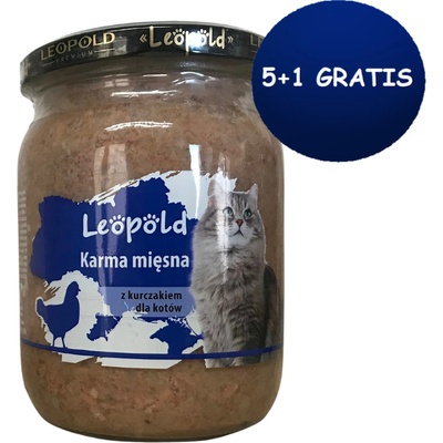 Leopold mäsové krmivo s kuracím mäsom pre mačky 6 x 500 g