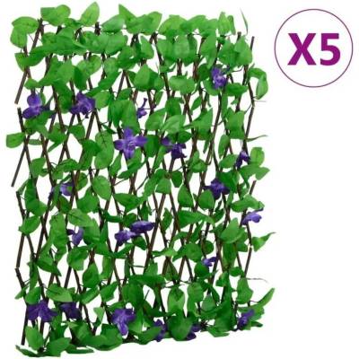 vidaXL Treláže s umělým břečťanem roztahovací 5 ks zelené 180 x 70 cm