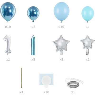 Party Deco GBN7 1 001 Kompletná balónová výzdoba Prvý rôčik 90x140cm Modrá