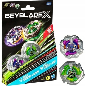 Beyblade X Knife Shinobi 4-80HN and Keel Shark 3-80F Top Dual Pack Set