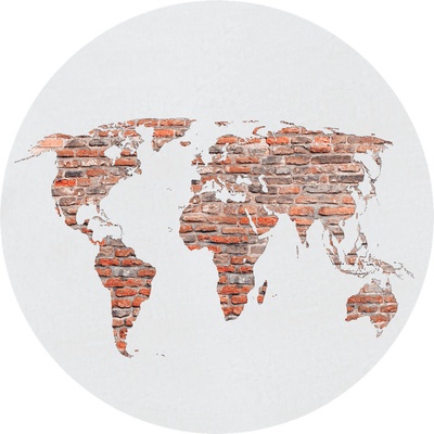 AG Design CR3330 Samolepicí vliesová fototapeta Brick Worldmap rozměry 140 x 140 cm