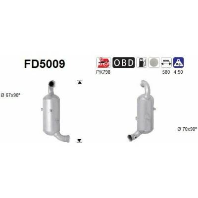 Filter sadzí/pevných častíc výfukového systému AS FD5009