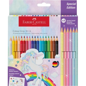 Faber-Castell Grip Unicorn 18+6 триъгълни цветни моливи FC201543 (FC201543)
