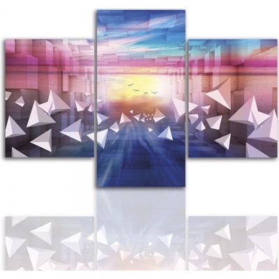 Divio Třídílný obraz na plátně barevná abstrakce, vzor 12236 Velikost: 120x180 cm