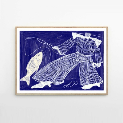 Moikka Plagát Sam Fishing by Lucia Tuffley 50x70