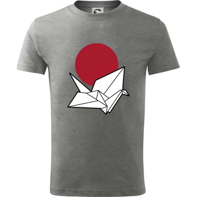 Japan culture origami tričko detské tmavosivý melír