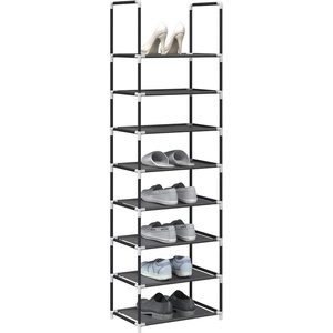 vidaXL Рафт за обувки 8-степенна черна 44x28x145 см Нетъкана материя (4100619)