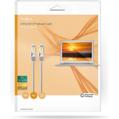 Nedis CCGB85121GY100 SF/UTP Cat5e пач кабел, RJ45, 10/100/1000 Mbps, дължина 10 m (CCGB85121GY100)