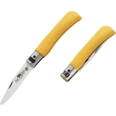 OLD BEAR S - SATIN STAINLESS STEEL, YELLOW LAMINATED HANDLE, ROUNDED TIP 9357/17_MGK