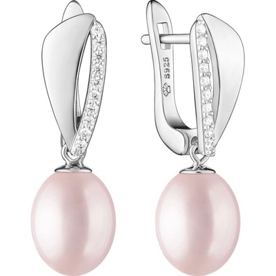 Gaura Pearls stříbrné náušnice s levandulovou perlou a zirkony SK23369EL/L Levandulová