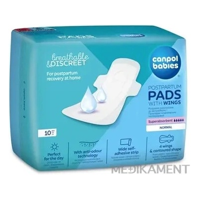Canpol babies Popôrodné vložky s krídelkami Normal denné superabsorbent 10 ks