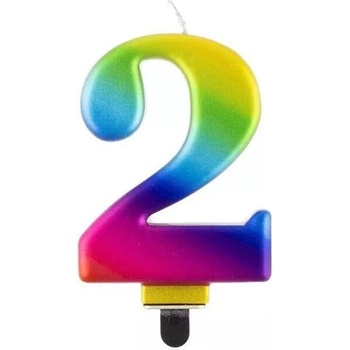 Godan Свещ за рожден ден с цветовете на дъгата, 8 см - 2 (pf-scg2)