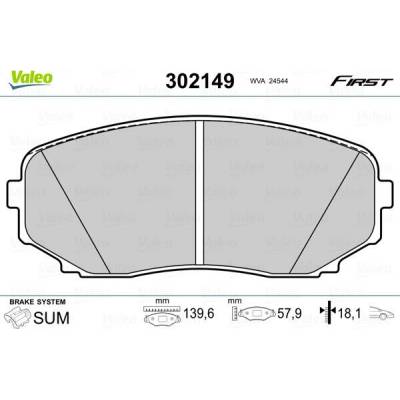 Sada brzdových platničiek kotúčovej brzdy VALEO ESSENTIAL 302149