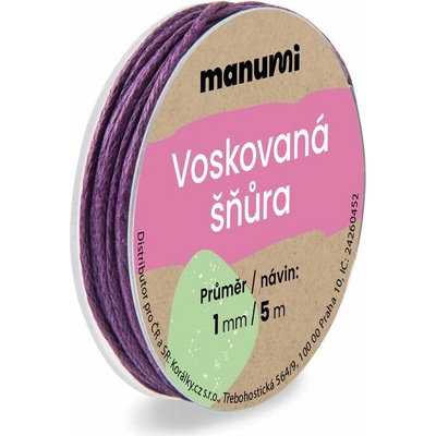 Manumi Voskovaná šňůra 1 mm/5m fialová - 1 ks