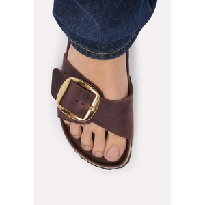Birkenstock чехли дамски от кожа Madrid Big Buckle Oiled Leather