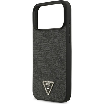 CG Mobile iPhone 17 Pro Max GUESS LEATHER 4G TRIANGLE STRASS MAGSAFE Силиконов протектор за телефон със заден капак с кожен ефект, MagSafe, BLACK GUHMP17XP4TDPLK (GUHMP17XP4TDPLK)