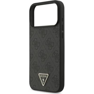 CG Mobile iPhone 17 Pro Max GUESS LEATHER 4G TRIANGLE STRASS MAGSAFE Силиконов протектор за телефон със заден капак с кожен ефект, MagSafe, BLACK GUHMP17XP4TDPLK (GUHMP17XP4TDPLK)