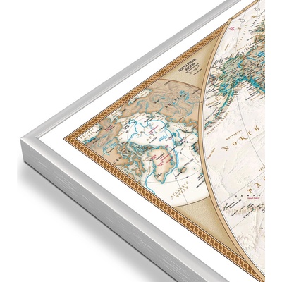 National Geographic Svět - nástěnná mapa Executive 116 x 77 cm Varianta: mapa v hliníkovém rámu, Provedení: stříbrný rám