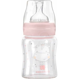 KikkaBoo Бебешко стъклено шише KikkaBoo Hippo Dreams - 120 ml, розово (31302020119) - ozone