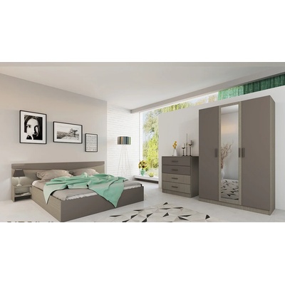 Bogdan Furniture I Спален комплект Модел 7000 за матрак 160/200, Мока/Лате
